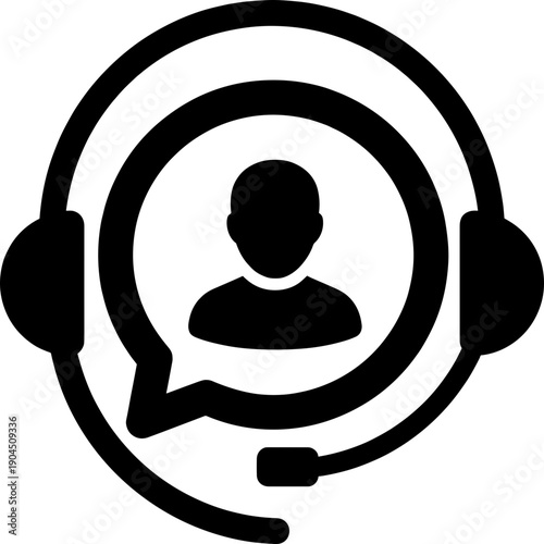 Customer Support Agent with Headset Vector Icon for Help Desk Services