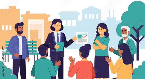 Diverse Professionals Gather for a Collaborative Discussion in the City.