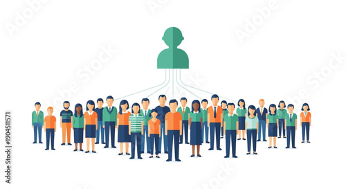 Large Diverse Group of People Standing Together Outdoors and Facing Forward.