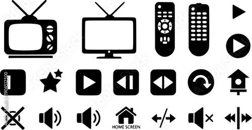 Tv icon set. television icon vector
