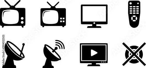 Tv icon set. television icon vector
