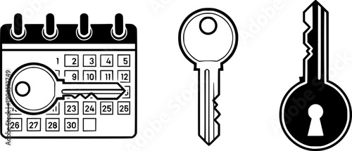 Key icon set. Key vector icon. Key calender
