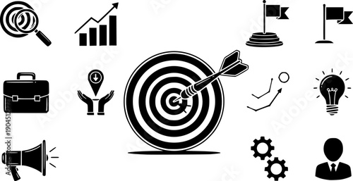Target icon set. goal icon vector. target marketing icon vector
