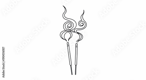 A minimalist line drawing of two paintbrushes with swirling smoke against a clean white background.