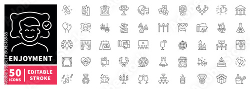 Entertainment editable line icons set. fun and leisure symbols