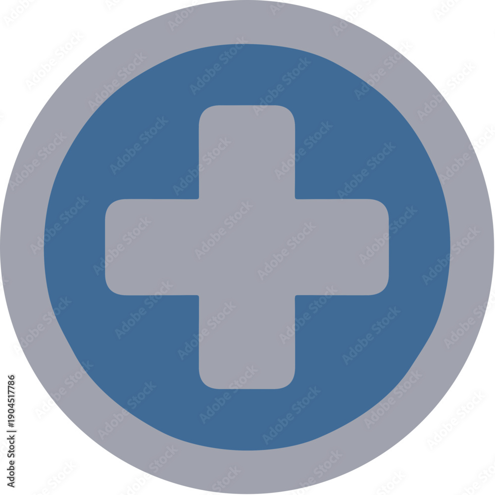 Obraz premium Flat Style Plus Symbol Sign with Circle Border Shape Icon