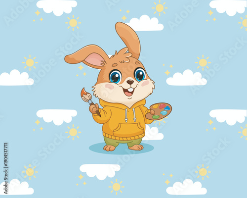 Vertical Easter Greeting Card with Rabbit Nest and Pussy Willow |