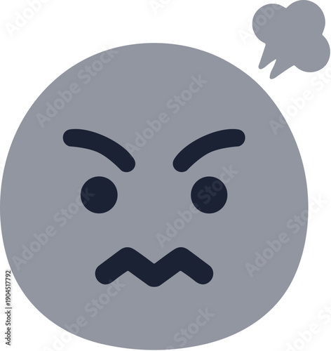Flat Illustration Angry Round Face with Steam Bubble Emoji Icon