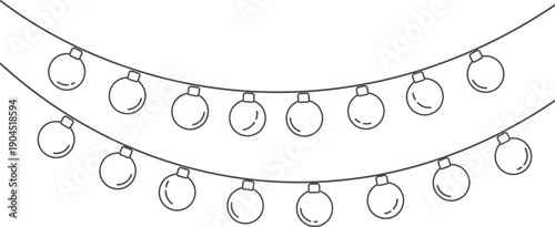 Festive pastel string lights on white, holiday celebration decoration