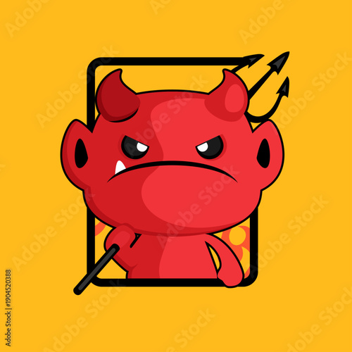 Cute Red Devil Satan Mascot Character Vector