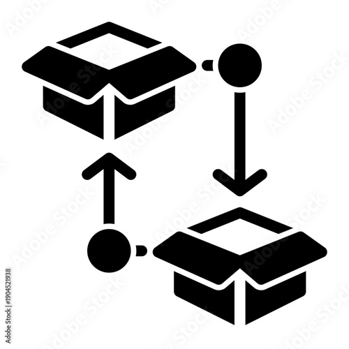 Physical flow and transfer of products between locations in a supply network (Solid Style)