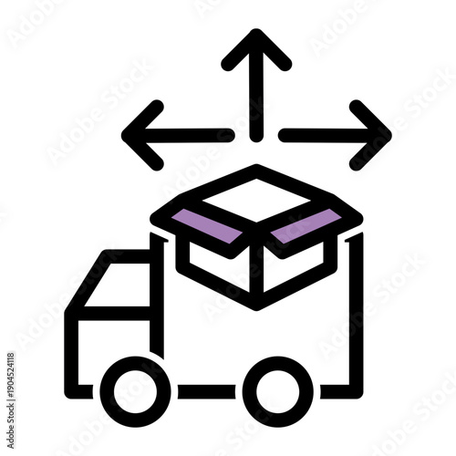 Systematic process of making products available to consumers through channels (Outline Color Lineal Style)