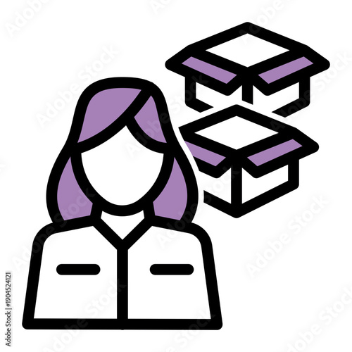 Person or company that delivers messages, packages, or mail on an express basis (Outline Color Lineal Style)