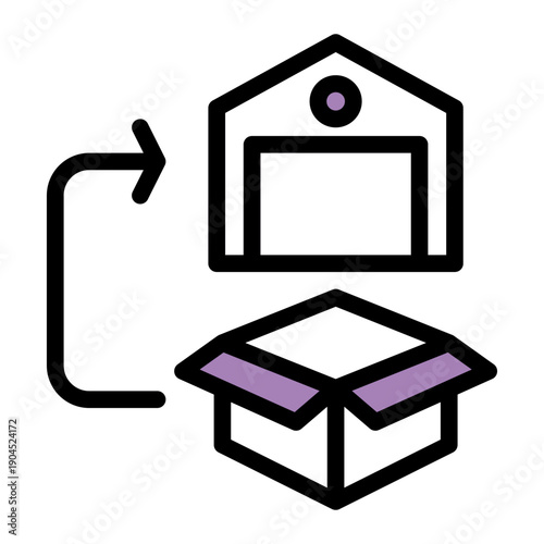 Process of managing returned goods for refurbishment or recycling in supply chains (Outline Color Lineal Style)