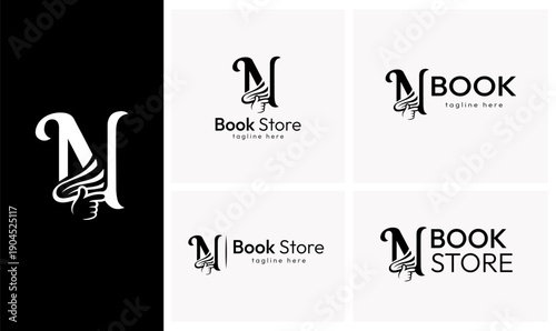 Tableau sur toile A creative and modern minimalist logo that cleverly combines the letter N with an open book, representing knowledge, learning, education, and creative thinking