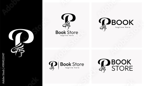 Tableau sur toile A creative and modern minimalist logo that cleverly combines the letter P with an open book, representing knowledge, learning, education, and creative thinking