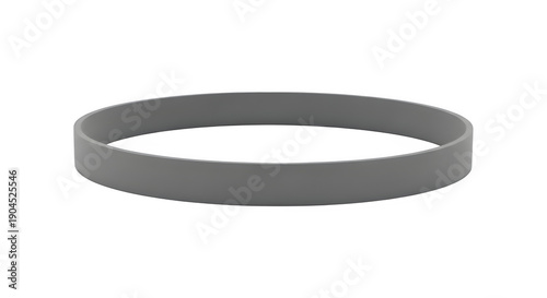 Thin Gray Ring or Circle, Isolated on White Background, Abstract Geometric Shape
