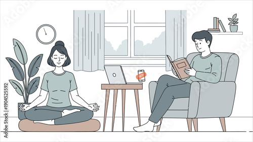 Digital Detox Lifestyle Concept, Healthy Digital Balance and Peaceful Life Beyond Screens Vector