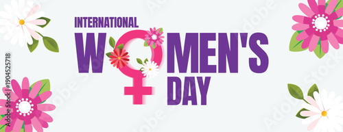 8 March International Women’s Day Website Header Banner Template Featuring Floral Background Women Empowerment Theme Vector Illustration for Digital Advertising