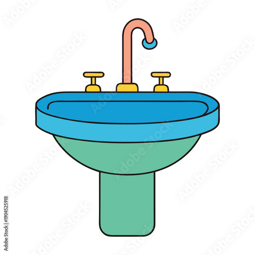 A sleek bathroom sink with smooth curves, polished surface, and shiny faucet, perfect for daily routines and adding a touch of style to any modern bathroom.
