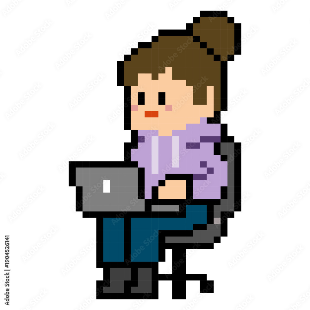 Fototapeta premium Woman Working On Laptop Sitting