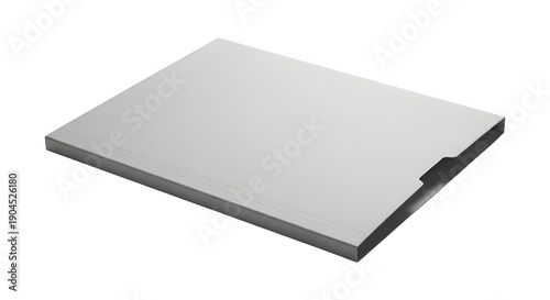 Plain Gray Document Folder or Portfolio, Isolated on White Background, Office Supplies