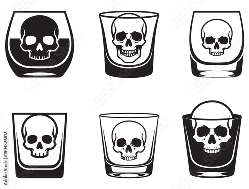 SKULL IN A WHISKY GLASS SILHOUETTE