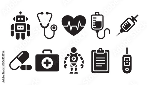 Healthcare and technology icons for medical design elements