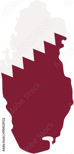 Qatar Map Silhouette in National Flag Colors