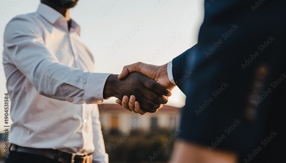 Fototapeta premium A handshake positioned as ethical commitment moment. Responsibility and integrity emphasized through restraint. 