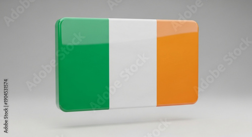 Irish Flag 3D Rendering on White Background