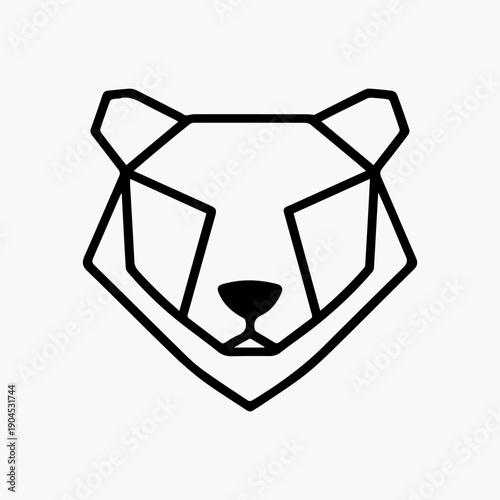 Geometric Bear Head Line Icon – Modern Bear Market Symbol