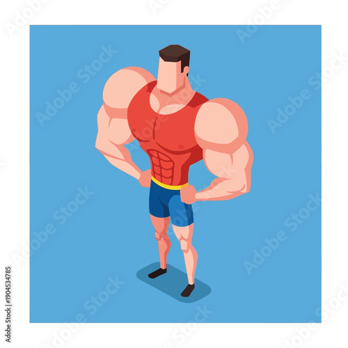 Illustration of a muscular man posing confidently in athletic wear.