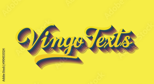 Retro 3D text "Vingo Texts" with layered shadow effect on yellow background