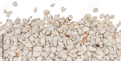 Tableau sur toile Small white stones are seen scattered on a transparent background