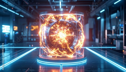 Futuristic Fusion Reactor Core with Plasma Energy Containment.