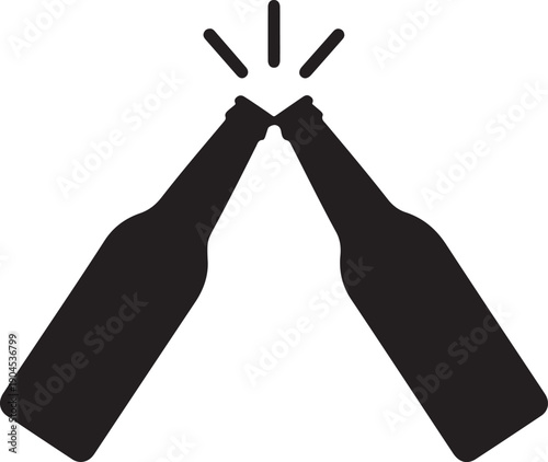 Two Beer Bottles Clinking Icon toasting celebration