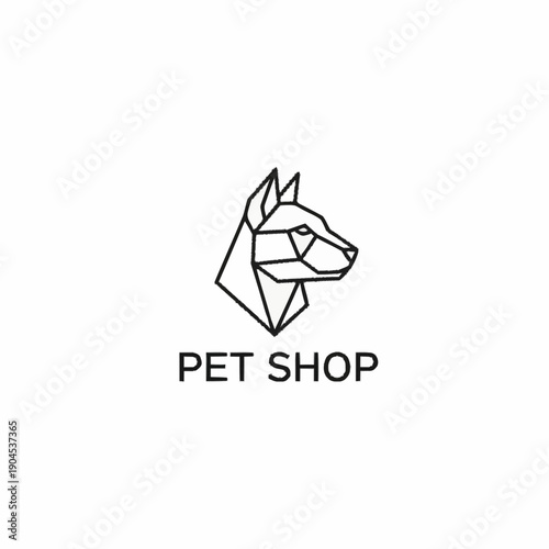 Geometric Line Art Dog Head Logo for Pet Shop.