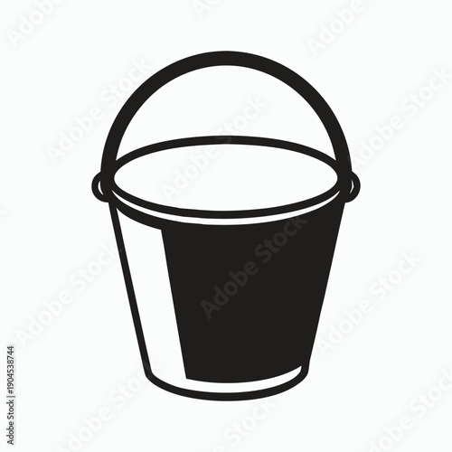 A simple black bucket with a handle