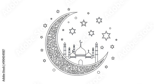 Ramadan Crescent Moon Mosque Stars.