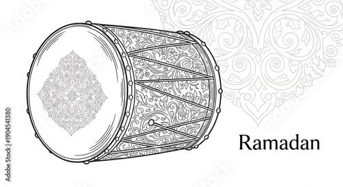 Ramadan Drum Illustration.