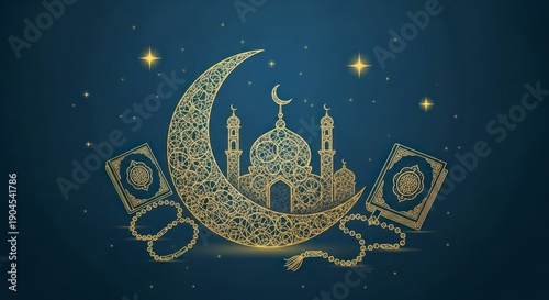 Ramadan Kareem Islamic Crescent Moon.