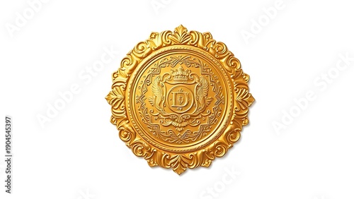 Golden diploma seal with intricate details, presented cleanly on a white background.
