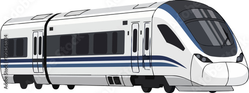 Sleek and modern high-speed passenger train illustration, symbolizing efficient public transit and advanced rail travel technology, designed for rapid urban and intercity connections