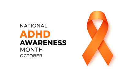 orange ribbon for national adhd awareness month october symbolizing support for adhd neurodiversity and mental health awareness.