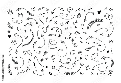 Vector illustration includes a variety of hand-drawn arrows and shapes