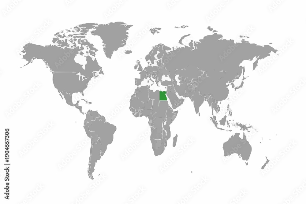 Obraz premium Full 2D World Map Vector with Egypt Highlighted in Gold - Minimalist North Africa Infographic Design