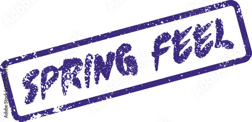 Distressed purple rubber stamp impression expressing a distinct spring feel on a clean isolated surface