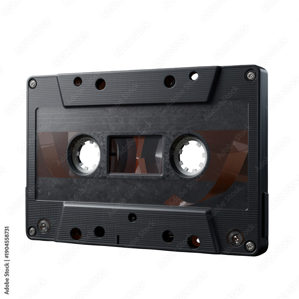 Fototapeta premium Isolated Audio Tape Cassette with Orange Reel