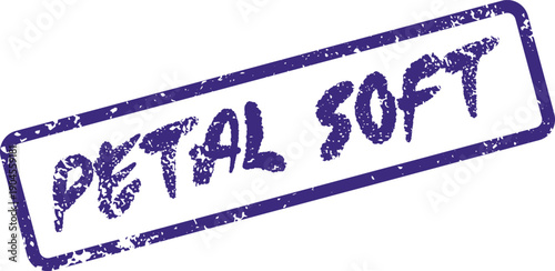 Grungy Violet Rubber Stamp Impression Featuring the Gentle Phrase Petal Soft for Tender Sensations